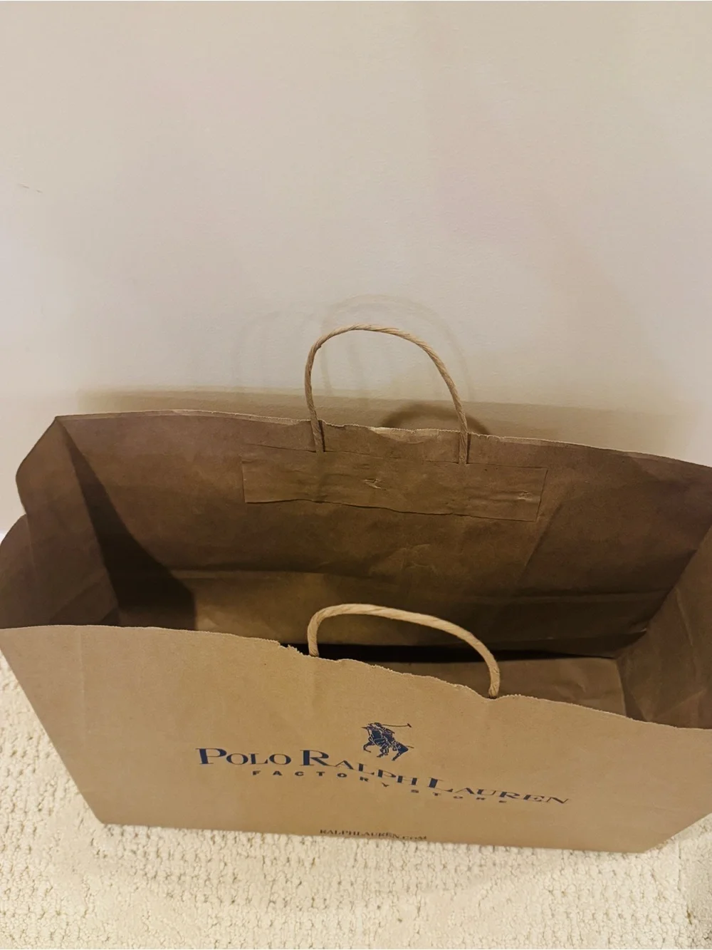 Polo Ralph Lauren Logo Brown Solid Paper Gift Shopping Bag Large 16x12x6 Empty